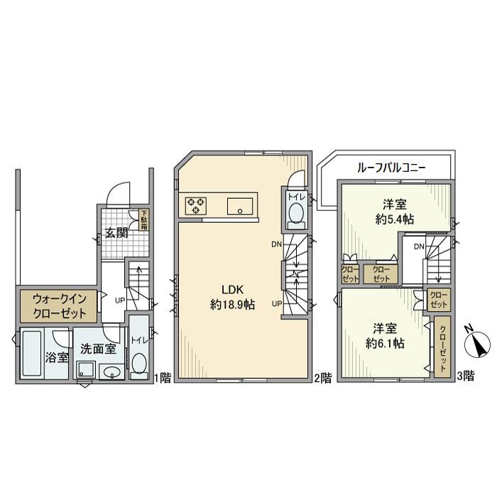 東京都目黒区目黒本町5丁目(2LDK/1階)の間取り写真