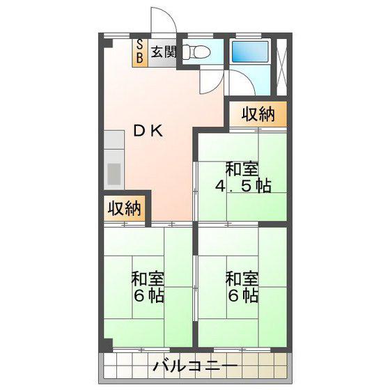 サングリーン鈴鹿(3DK/3階)の間取り写真