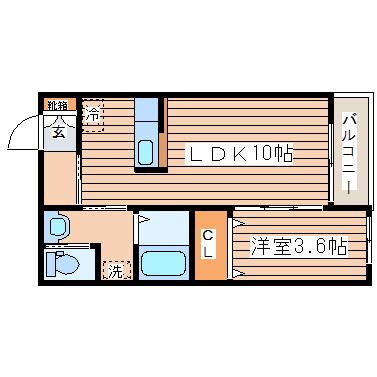 ミモザ館(1LDK/1階)の間取り写真