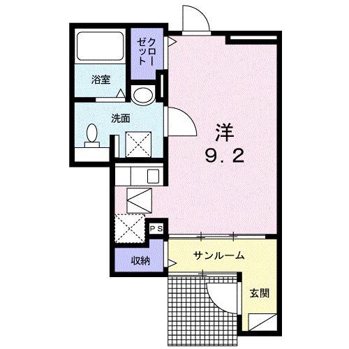 ガーデンハウスM B(ワンルーム/1階)の間取り写真