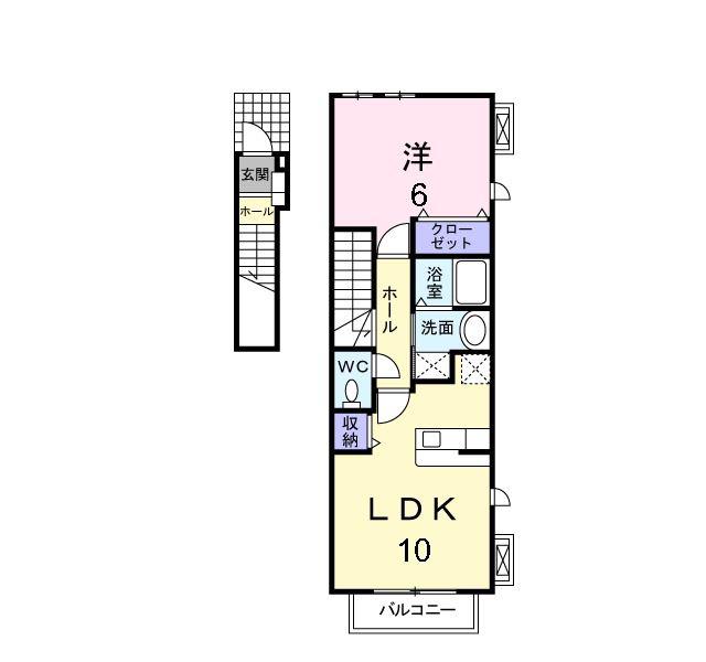 ブロッサム(1LDK/2階)の間取り写真
