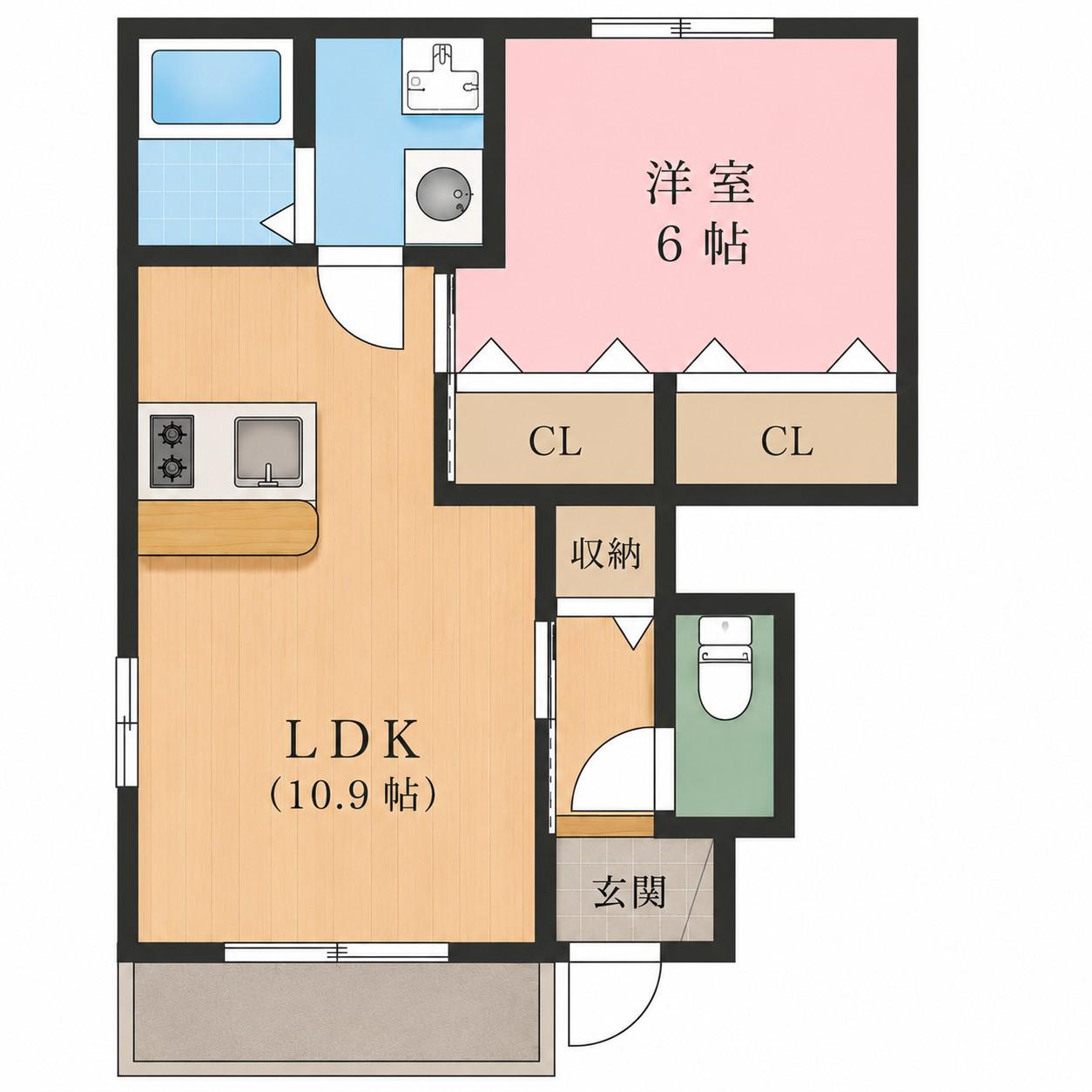 ティアラI(1LDK/1階)の間取り写真