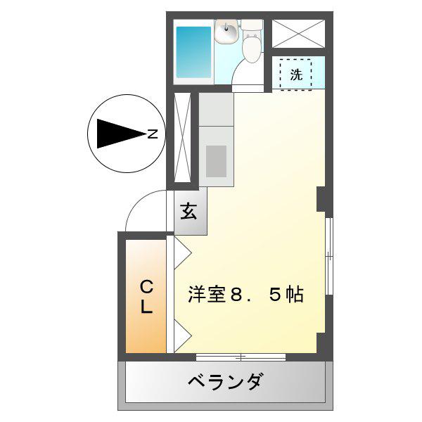 FLAT7(ワンルーム/3階)の間取り写真
