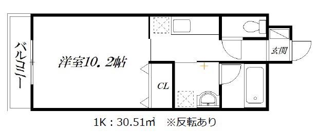 ドエルスイーツ(1K/2階)の間取り写真