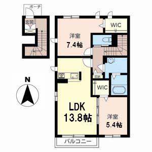 フルゥール藤原京(2LDK/2階)の間取り写真