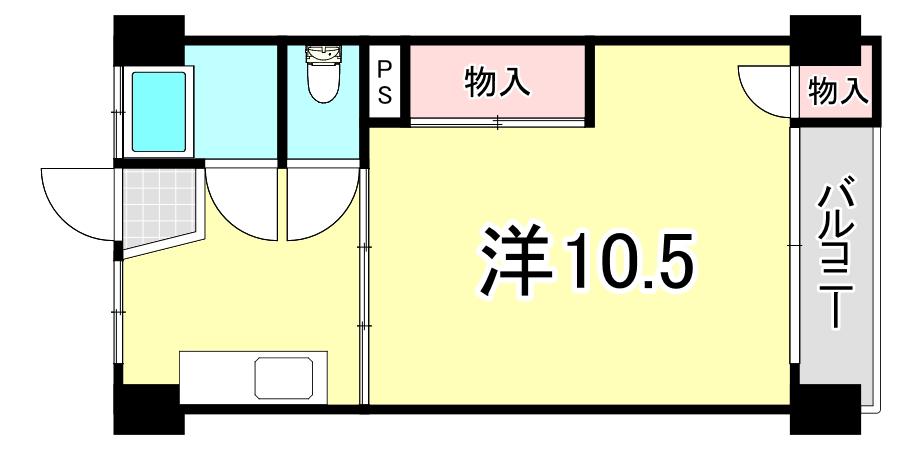 向川原土井マンション(1K/3階)の間取り写真