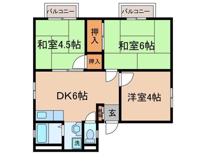 江坂ハイツ(3DK/2階)の間取り写真