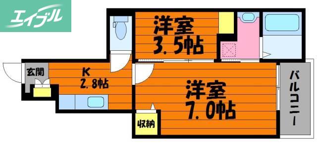 グレイス茶屋町駅前B棟(1SK/1階)の間取り写真