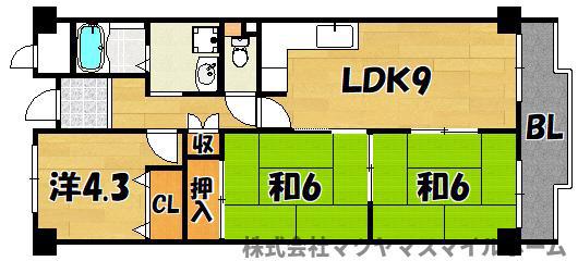 サンマンション楠公(3LDK/3階)の間取り写真