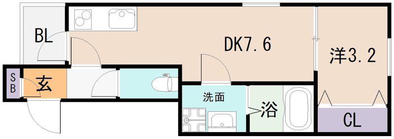 リブレメゾン弥刀I(1DK/1階)の間取り写真