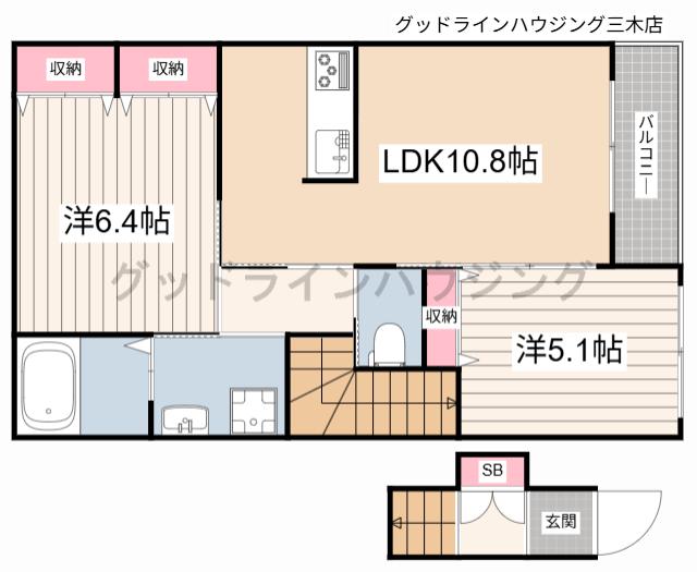 CIEL(2LDK/2階)の間取り写真