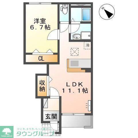 ハイ・グランディールI(1LDK/1階)の間取り写真
