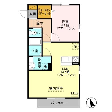 リヴェール(1LDK/3階)の間取り写真