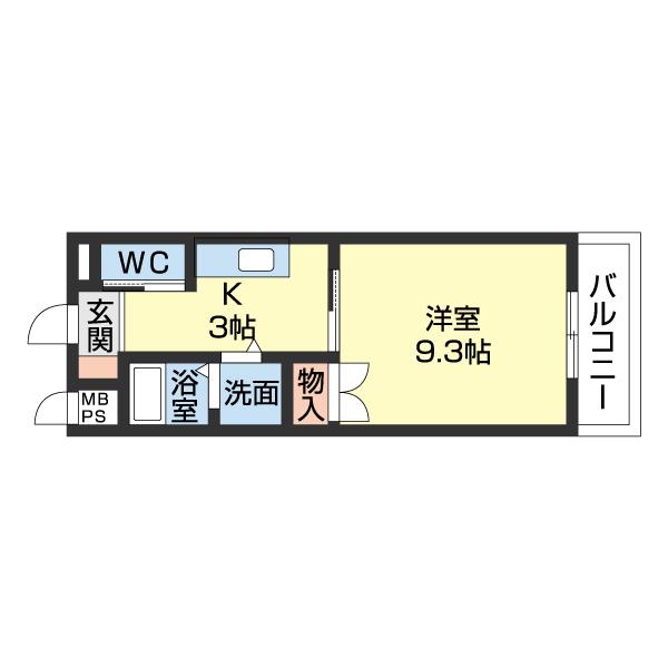 パティナA(1K/2階)の間取り写真