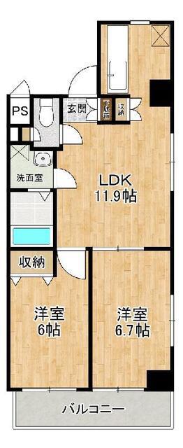 マルイマンション(2LDK/1階)の間取り写真
