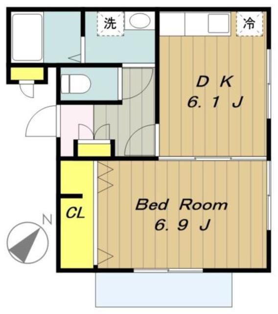 共和ボックス(1DK/2階)の間取り写真
