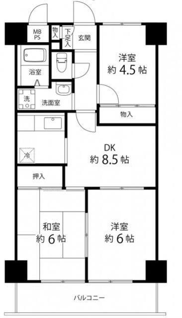 T′S GARDEN蕨III(3DK/2階)の間取り写真