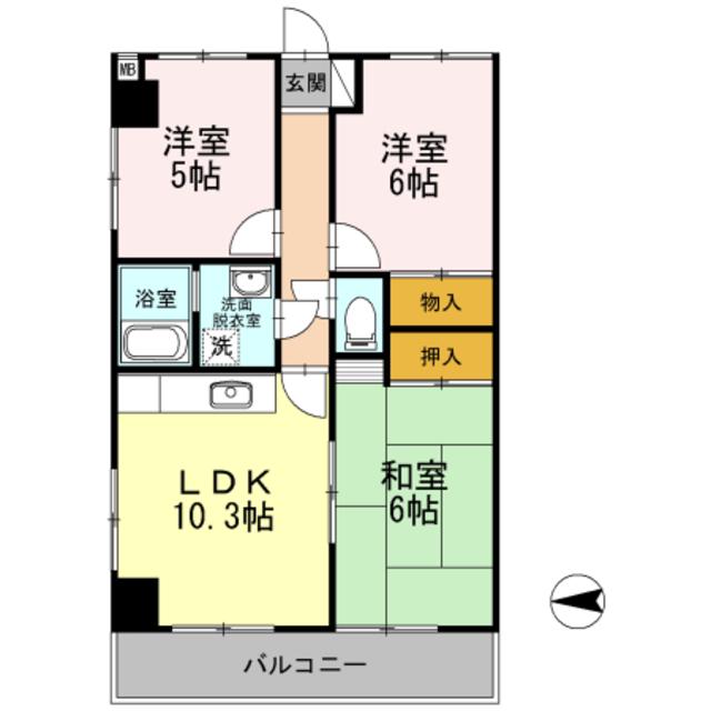 フリーダム光が丘II(3LDK/4階)の間取り写真