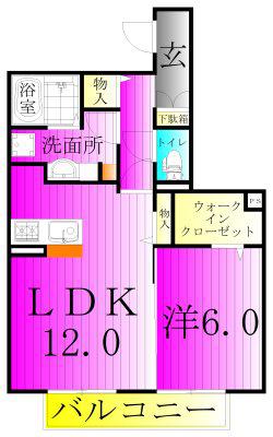 セジュールチェスナットA棟(1LDK/1階)の間取り写真