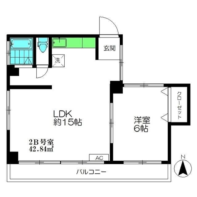 仲池パレス(1LDK/2階)の間取り写真