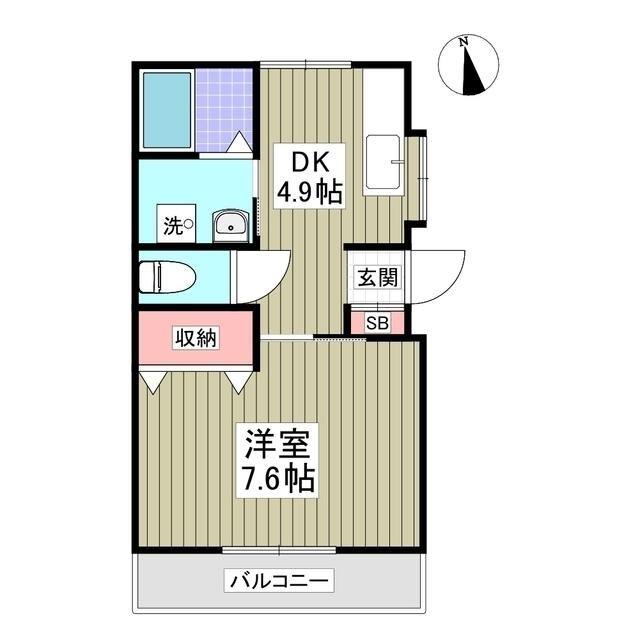 キセハイツ(1K/2階)の間取り写真