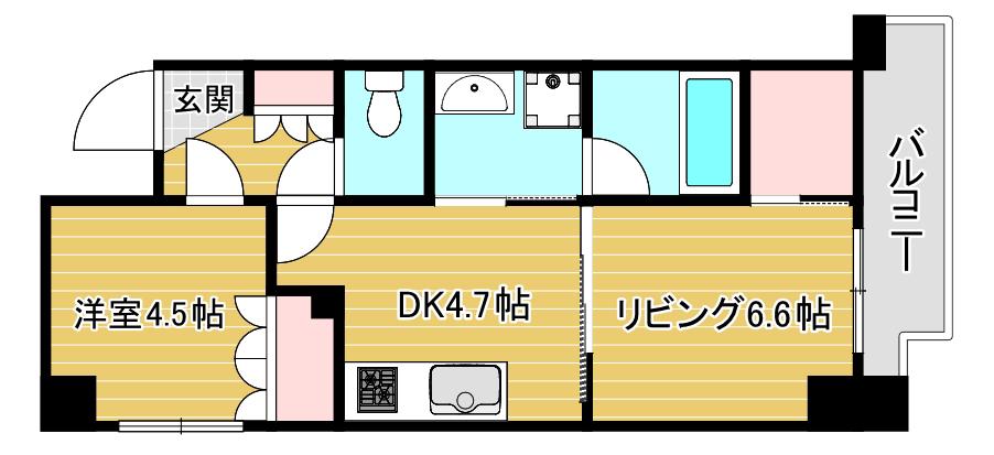 URBAN FLATS中之島(2DK/5階)の間取り写真
