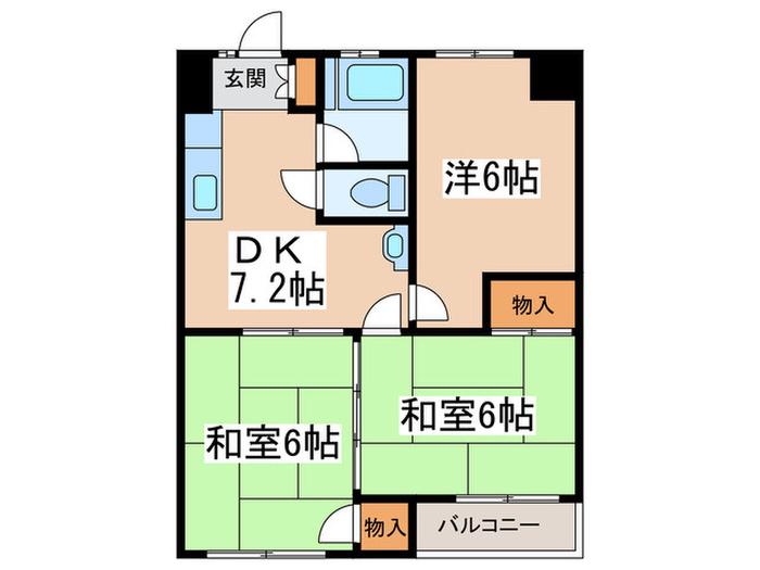 ファミーユ落合(3DK/3階)の間取り写真