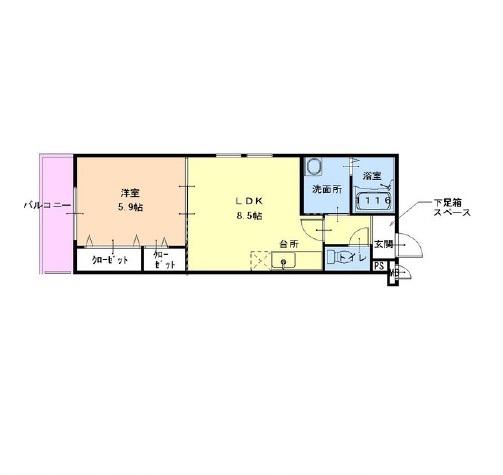 フジパレス堺梅北(1LDK/2階)の間取り写真