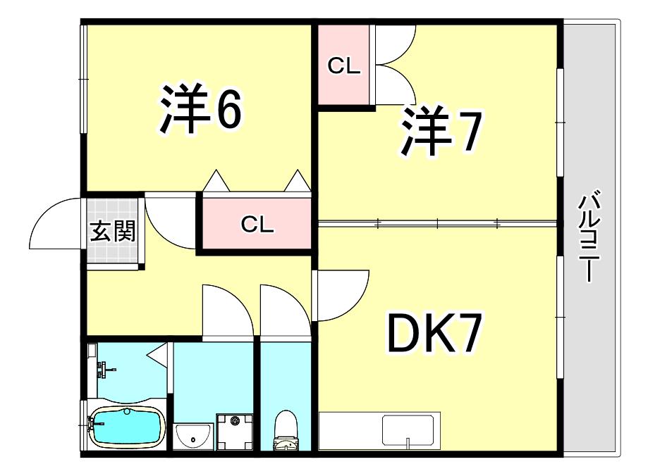 グリーンサイド春名NO2(2DK/1階)の間取り写真