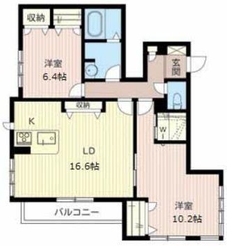 ベレオ御影(2LDK/2階)の間取り写真