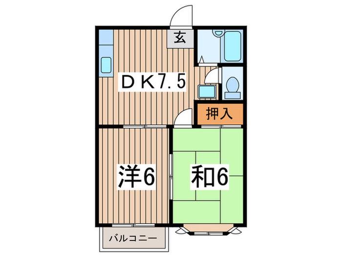 ピュアシティ&ヨシ(2DK/1階)の間取り写真