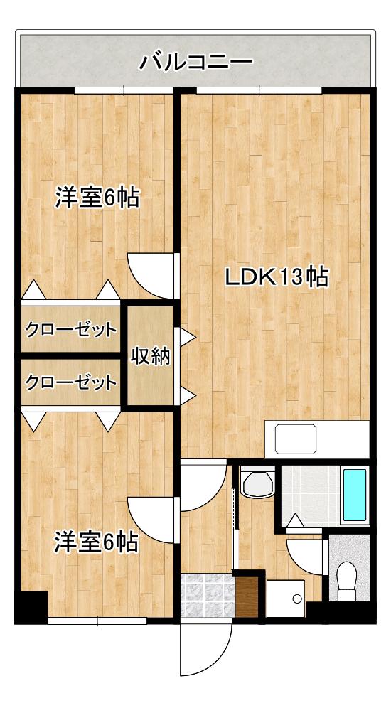 ふぁみーる志徳(2LDK/3階)の間取り写真