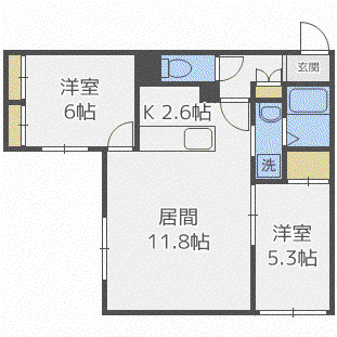 ESSENCE11(2LDK/4階)の間取り写真