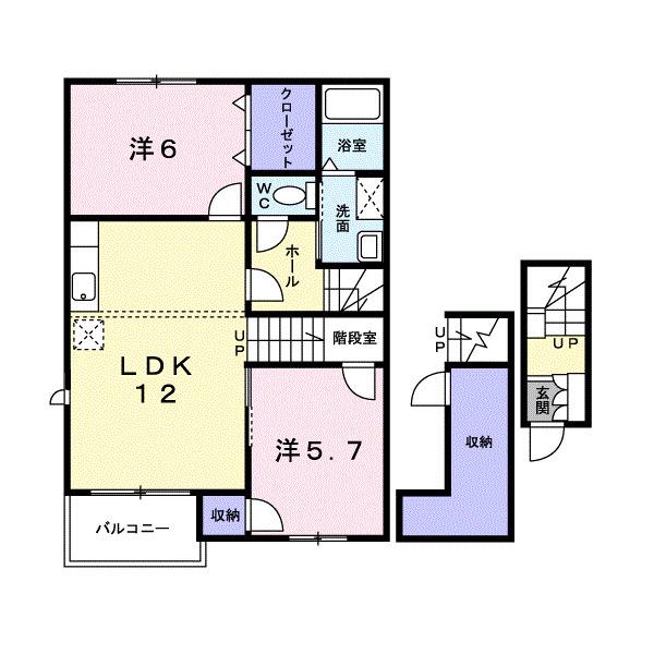 サニーセレーノ(2LDK/2階)の間取り写真