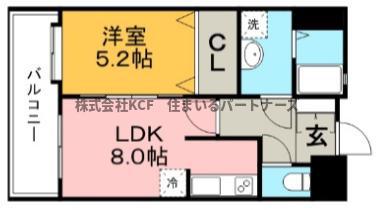 エクセレント東町(1LDK/6階)の間取り写真