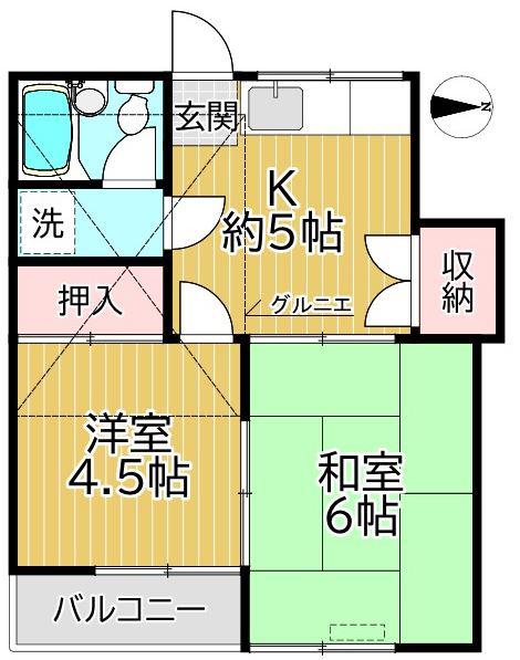 グリンゲイブルス(2K/2階)の間取り写真