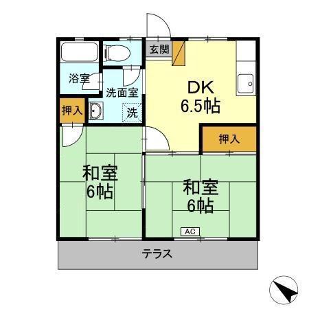 第5早川ハウス(2DK/1階)の間取り写真