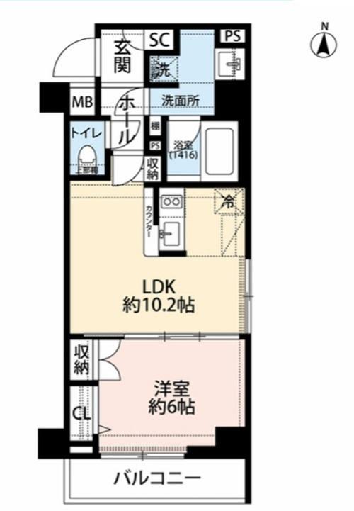 プレール・ドゥーク錦糸町V(1LDK/6階)の間取り写真