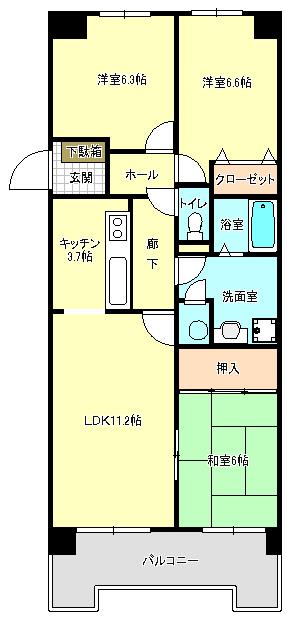 ウィンベルコーラス南仙台3番館(3LDK/7階)の間取り写真