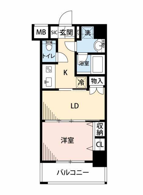 日神デュオステージ新宿外苑東通(1DK/5階)の間取り写真