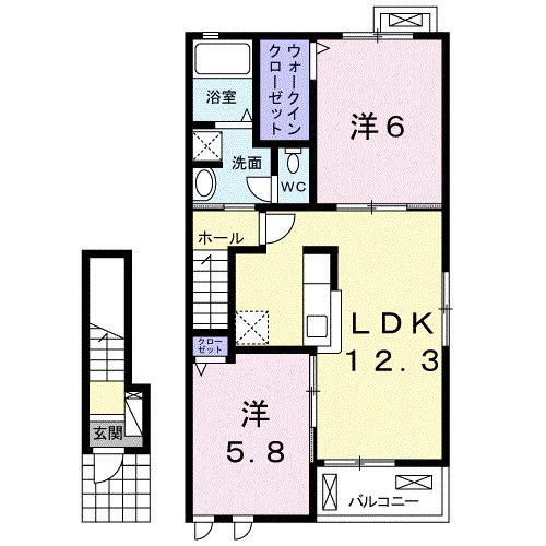 CASA 3(2LDK/2階)の間取り写真