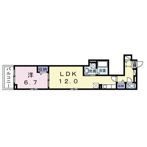 ヒカルサ泉大津条南町(1LDK/2階)の間取り写真