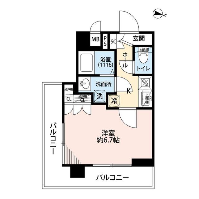 プレール・ドゥーク板橋舟渡(1K/2階)の間取り写真