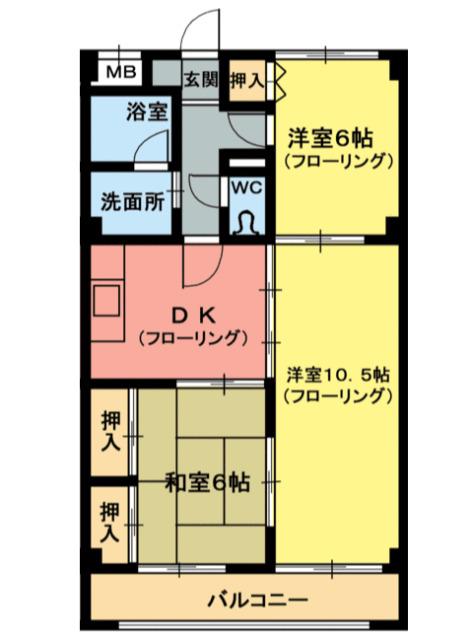 サンライトマンションIII 西棟(3LDK/1階)の間取り写真