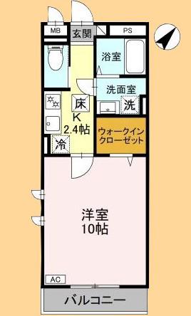パレルモ(1K/3階)の間取り写真