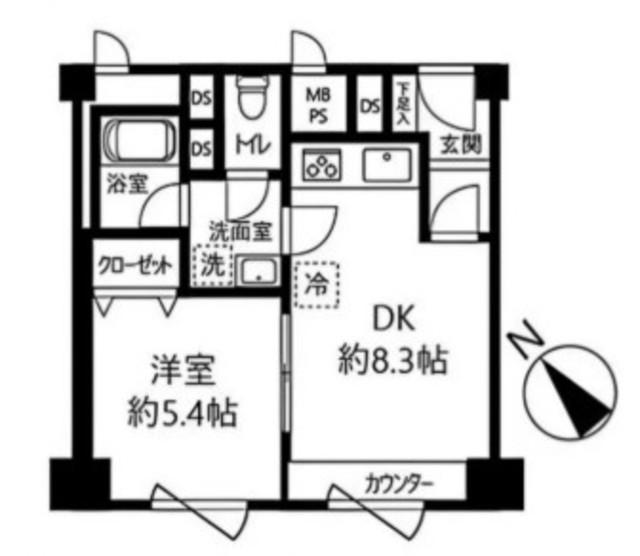 五反田サンハイツ(1LDK/11階)の間取り写真