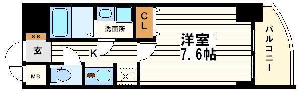 S-RESIDENCE HOMMACHIMARKS(1K/8階)の間取り写真