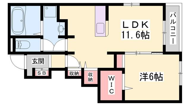 カーサ・デル・ソーレ(1LDK/1階)の間取り写真