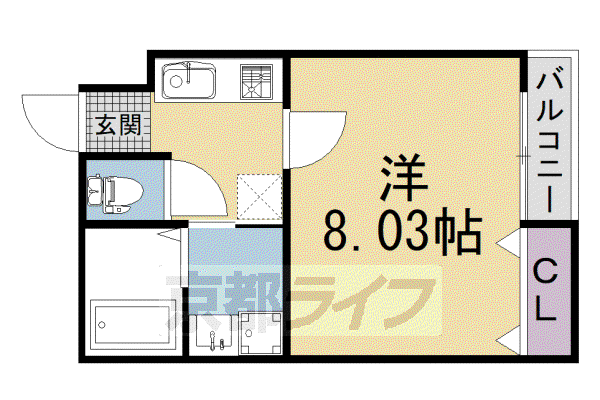 西京極マンション(1K/4階)の間取り写真