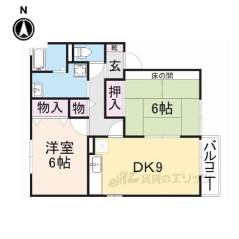 グリーンコート Ⅰ(2DK/2階)の間取り写真
